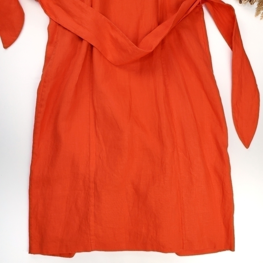 🔴 New JOIE Carmell Warm Terra Orange Linen Dress Size Large - Picture 13 of 16
